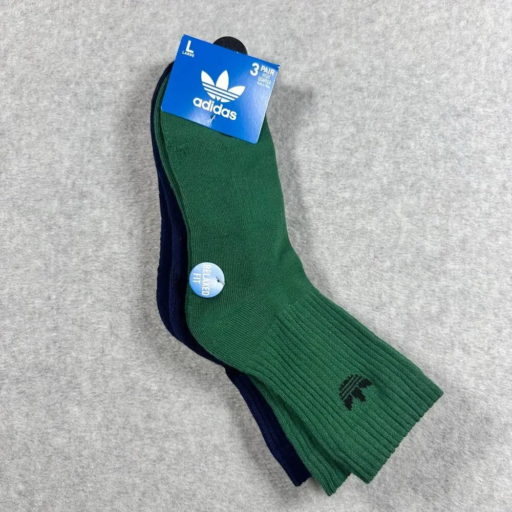 Adidas Relaxed Fit Crew Socks 3 Pack Mens Large NWT